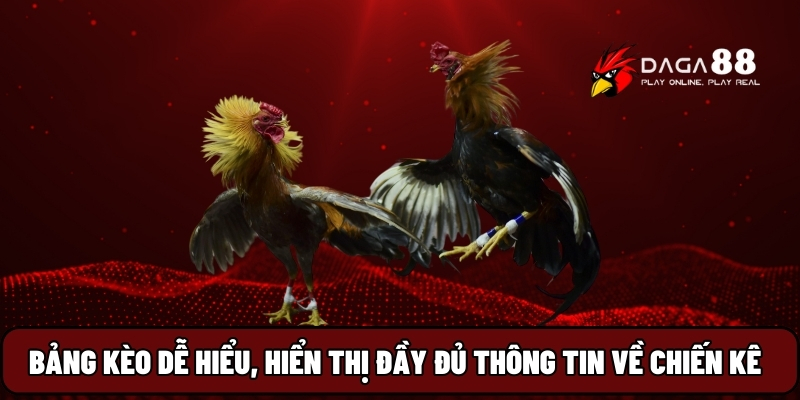 Bảng kèo dễ hiểu, hiển thị đầy đủ thông tin về chiến kê